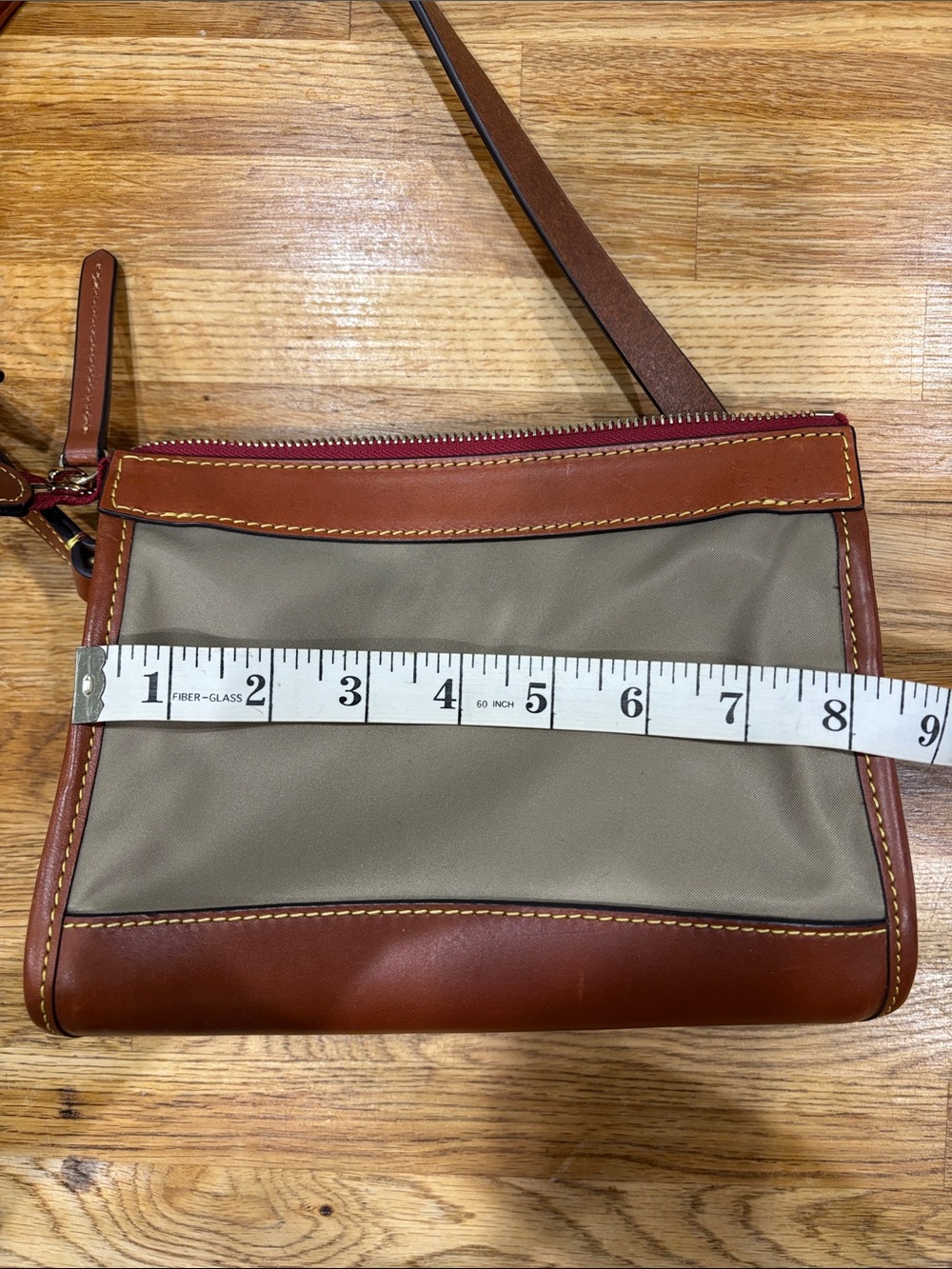 Dooney & Bourke sage green and Brown Nylon Crossbody with Leather Trim - Picture 3 of 10